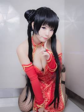 "Tranh tay Fukasaki Muren" Dongyue Jasmine Red Cheongsam Hình C O S P L A Y